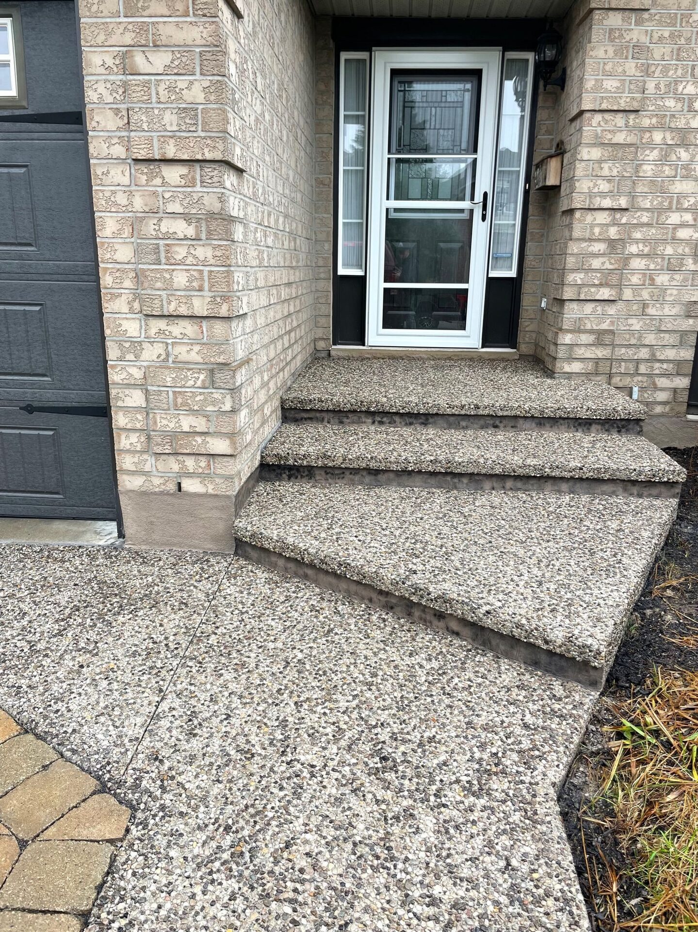 Exposed aggregate steps and walkway