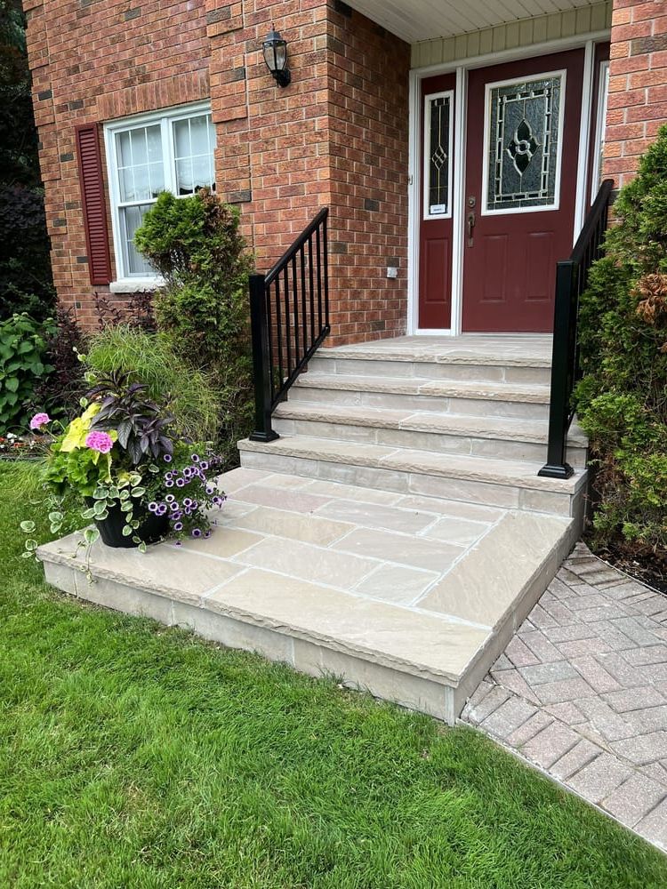 Natural stone steps and entry